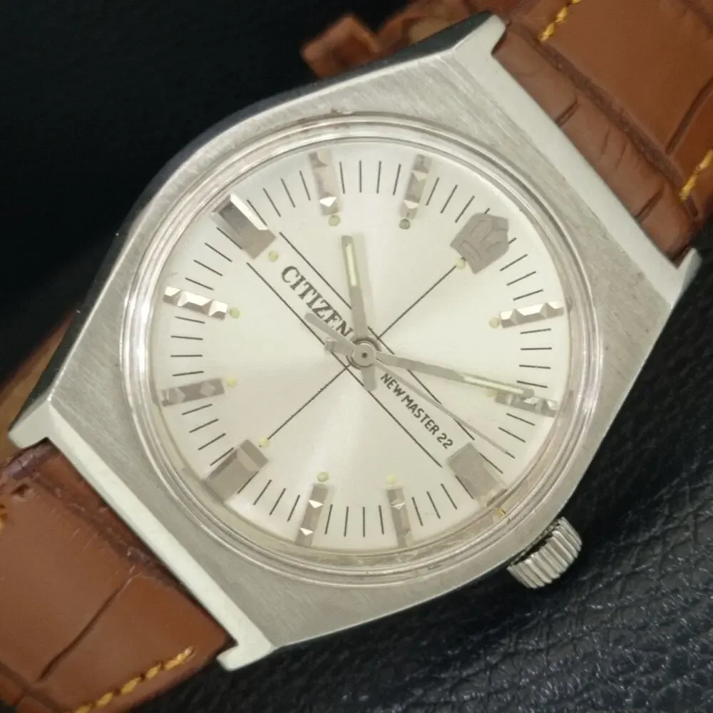Vintage 1987 Citizen Manual Wound Mens Silver Watch & Silver Accents